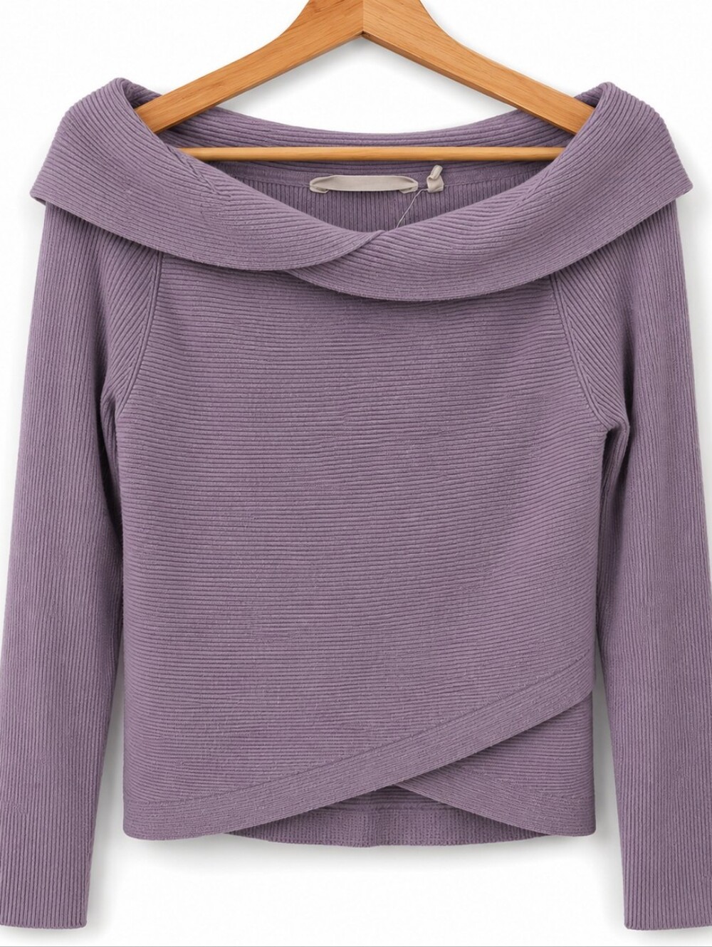 Soft Surroundings Ribbed Knit Cowl Neck Sweater Medium Muted Lavender - Picture 1 of 6